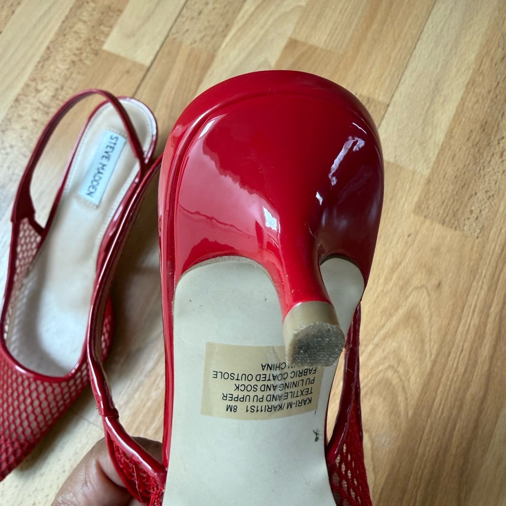 Steve Madden Red Mesh Pointed Slingback Heels fits 7.5 to 8 - Picture 5 of 9